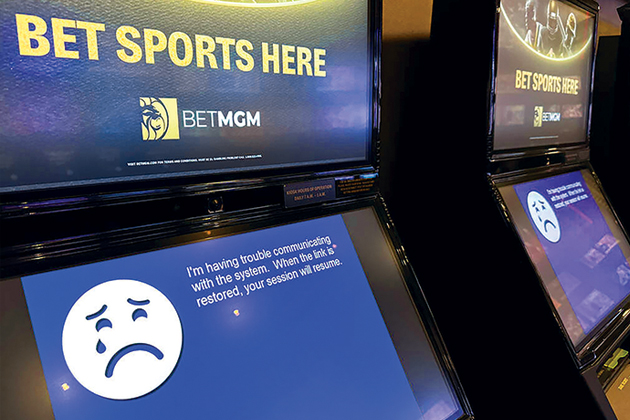 broken sports betting machines at MGM casino during cyberattack