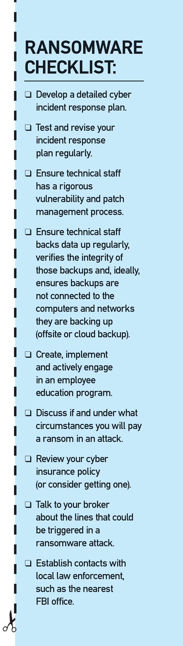 ransomware risk management checklist