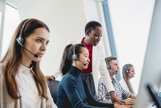 Employees in a call center
