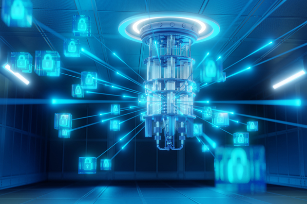 Futuristic image with various computing images